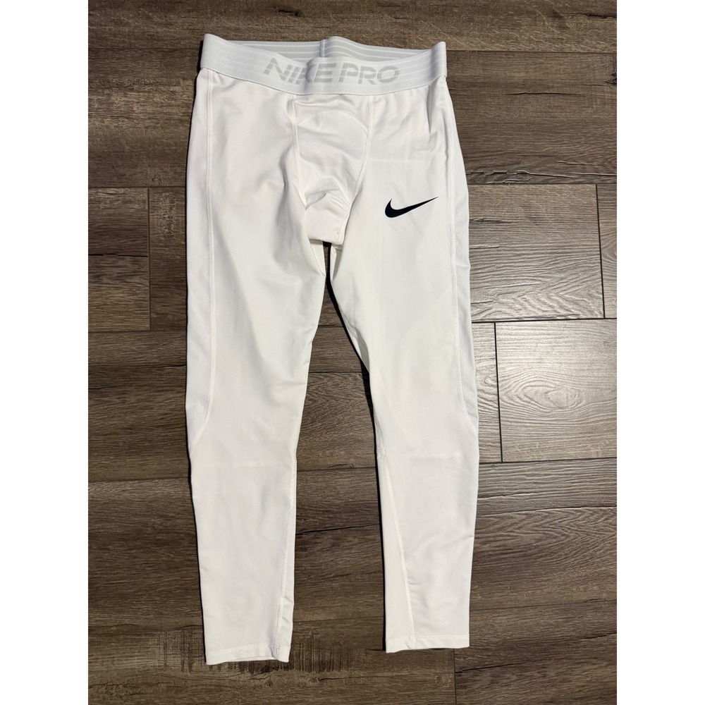 Nike Pro Dri-FIT Mens Medium Tall White Compression Training Tights BV5643-100